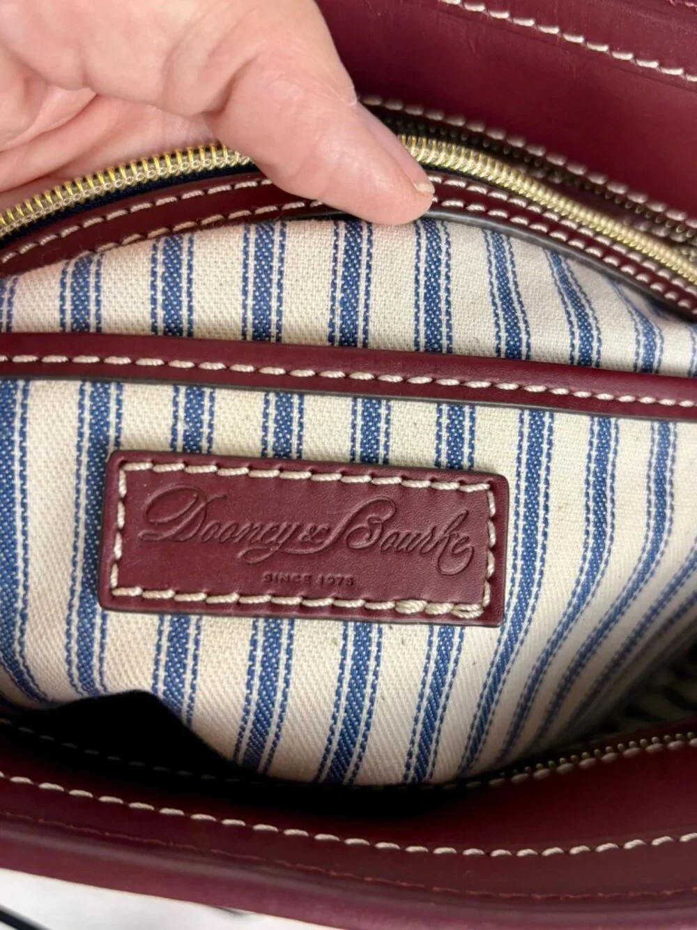 Dooney & Bourke Beacon Collection Slip Tote in Matte Bordeaux Vacchetta Leather